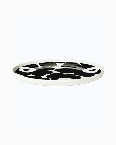 Marimekko Oiva Unikko Plate 20 Cm White Black Finnish Design Shop