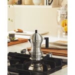 Alessi Pulcina induction espresso coffee maker, 6 cups, aluminium - black, decoration image