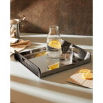 Alessi Vassily rectangular tray with handles, stainless steel - black, decoration image