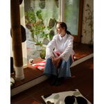 Marimekko Omppo bomullstyg, off white-kol-päron, dekorationsbild