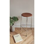 Fritz Hansen Dot high stool, walnut leather - chrome, decoration image