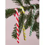Kosta Boda Polka candy cane glass ornament, 170 mm, 3 pcs, white - green, decoration image
