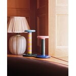 Hem Pesa candle holder, high, pink - sulfur yellow stripe