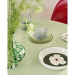 Marimekko Oiva - Unikko deep plate, 20,5 cm, white - dark green - pink, decoration image