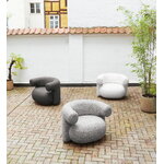Normann Copenhagen Burra Outdoor nojatuoli, pyörivä palautusmekanismilla, Wander Wolf, sisustuskuva