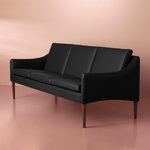 Warm Nordic Mr Olsen soffa, 3-sits, valnöt - svart läder