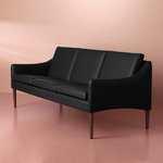 Warm Nordic Mr Olsen sofa, 3-seater, walnut - black leather, decoration image