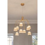 Nuura Lampada a sospensione Asteea 9, ottone satinato - vetro chiaro a onda, immagine decorativa