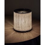 GUBI Model 597 table lamp, polished aluminium - cream fringe