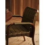 Artek Fauteuil Aalto 45, noyer - cuir olive matelassé