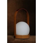 Audo Copenhagen Carrie lampe de table portable, Anniv. Ed., IP44, acier, brun doré - cuir, image décorative