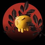 Aarikka Chinese Zodiac Pig wooden sculpture, yellow, view 2
