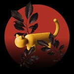 Aarikka Chinese Zodiac Tiger wooden sculpture, yellow, view 2