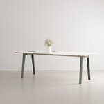 TIPTOE New Modern pöytä 220 x 95 cm, valk. laminaatti - harmaanvihreä