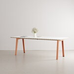 TIPTOE New Modern pöytä 220 x 95 cm, valk. laminaatti - vaaleanpunainen