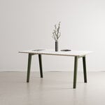 TIPTOE Table New Modern 160 x 95 cm, stratifié blanc - vert romarin