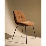 GUBI Beetle Soft dining chair, conic black chrome - walnut - Belsuede 132 brown, decoration image