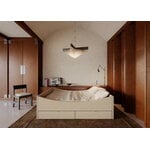 RYE Curved sängynrunko 2 laatikolla, 140 x 200 cm, vaalea beige, sisustuskuva