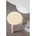 Artek Aalto stool 60, pearl beige linoleum - birch