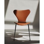 Fritz Hansen Chaise Series 7 3107, Edge cousu, chrome - cuir marron selle, image décorative