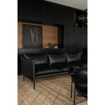 Fogia Tiki 3-Sitzer-Sofa, schwarzer Stahl - schwarzes Elmosoft-Leder, dekorationsbild