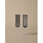Ferm Living Ripple champagne flutes, 2 pcs, smoked grey, decoration image