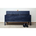 Form & Refine A Line storage bench, 111 cm, indigo blue stained ash