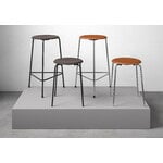 Fritz Hansen High Dot bar stool, 76 cm, chrome - walnut brown leather