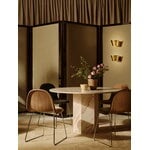 GUBI 3D dining chair, sledge base, stainless steel - walnut -Dedar Belsuede 132, decoration image