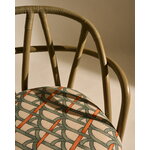 GUBI Bistra dining armchair, olive stained rattan - Reales Pattern 001, decoration image