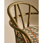GUBI Bistra dining armchair, olive stained rattan - Reales Pattern 001, decoration image