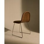 GUBI 3D dining chair, sledge base, stainless steel - walnut -Dedar Belsuede 132, decoration image