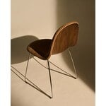 GUBI 3D dining chair, sledge base, stainless steel - walnut -Dedar Belsuede 132, decoration image