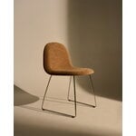 GUBI 3D dining chair, sledge base, stainless steel - walnut -Dedar Belsuede 132, decoration image