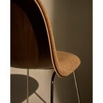GUBI 3D dining chair, sledge base, stainless steel - walnut -Dedar Belsuede 132, decoration image