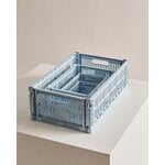 HAY Colour Crate kori, L, kierrätysmuovi, soft blue, sisustuskuva