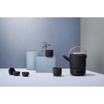 Stelton Theo tea cup with coaster, black