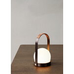 Menu Carrie LED table lamp, bronzed brass - leather