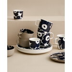 Marimekko Oiva - Unikko coffee cup w/o handle, 2 pc, white - d.blue
