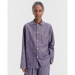 Tekla Poplin long-sleeved pyjama shirt, chestnut stripes, decoration image