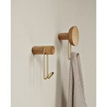 Woud Around wall hanger, small, white pigmented oak - brass