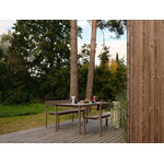 Muuto Linear Steel bench with backrest, 170 cm, taupe, decoration image