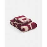 Marimekko Unikko hand towel, 50 x 70 cm, pink - dark cherry, decoration image