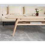 Warm Nordic Surfboard coffee table with shelf, white oiled oak - french cane