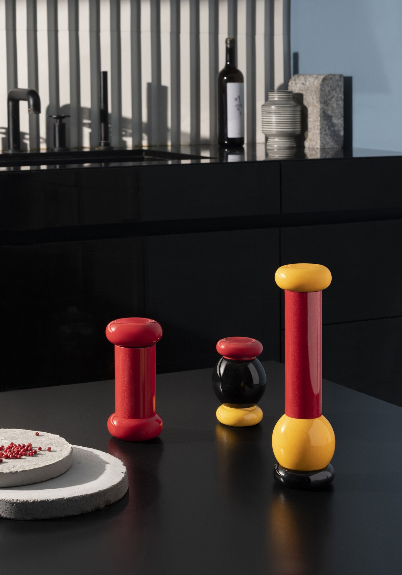 Alessi Twergi ES18 grinder, black - yellow - red | Finnish Design Shop