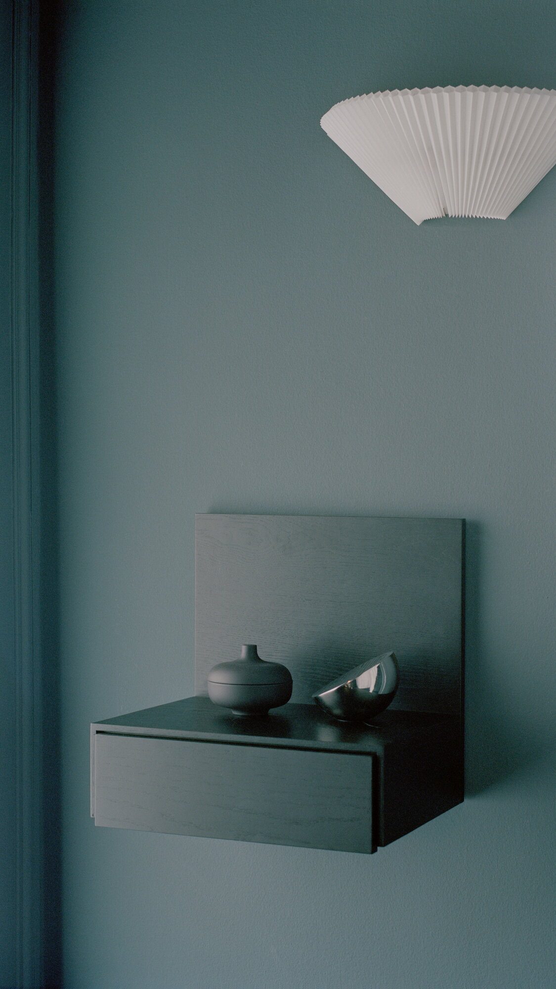 New Works Tana wall mounted nightstand, black stained oak | Finnish ...