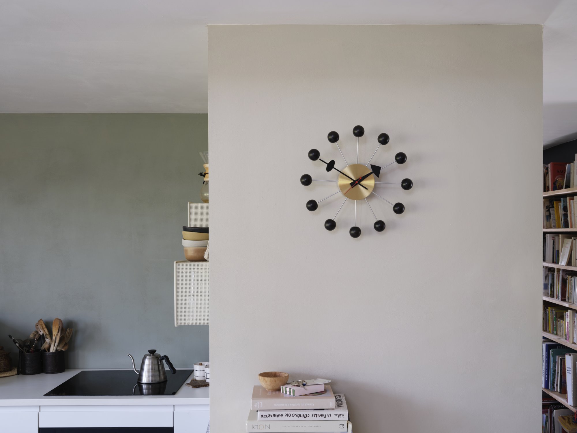Vitra Ball Clock, black - brass | Finnish Design Shop