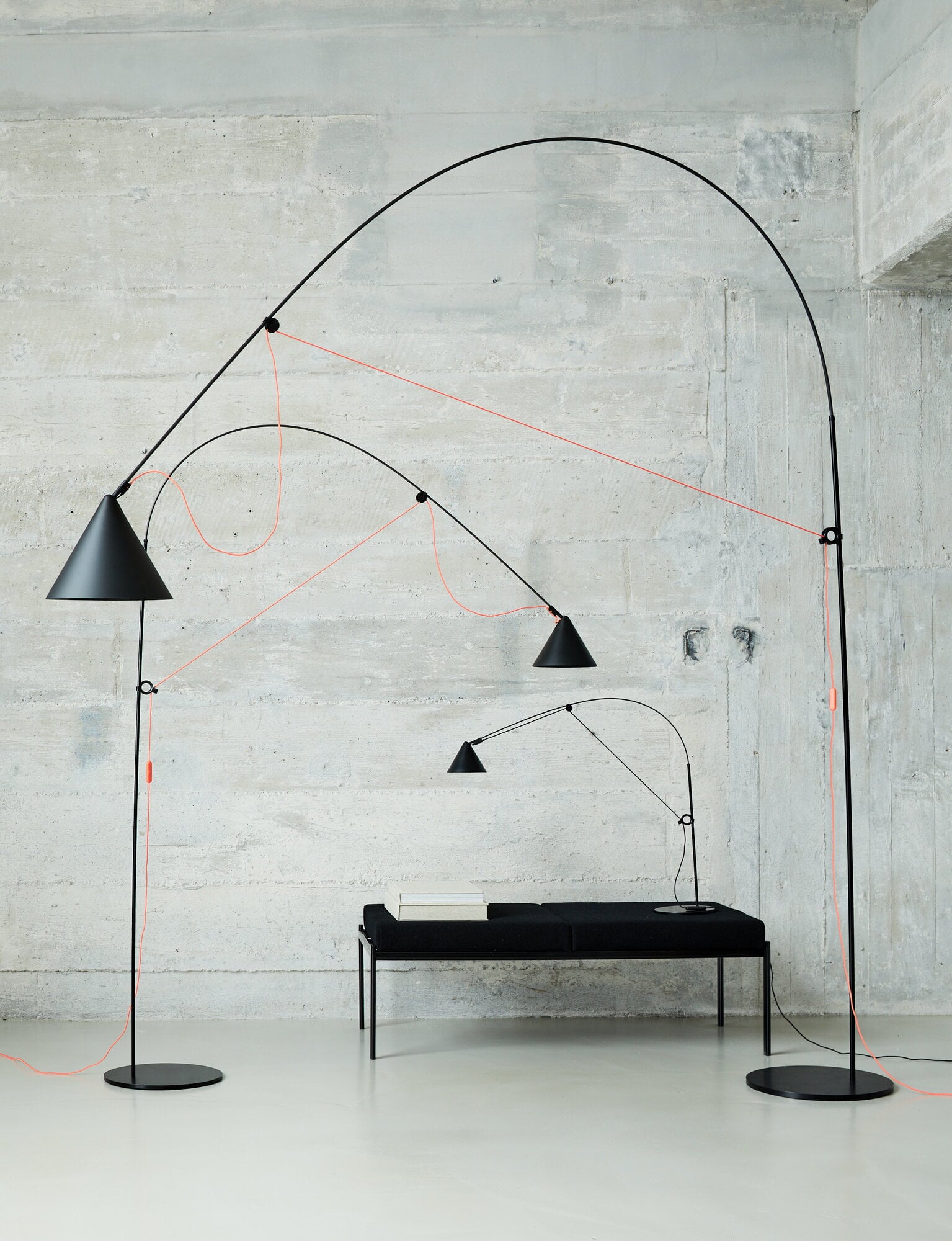 Midgard AYNO L floor lamp, 2700K, black - orange | Finnish Design