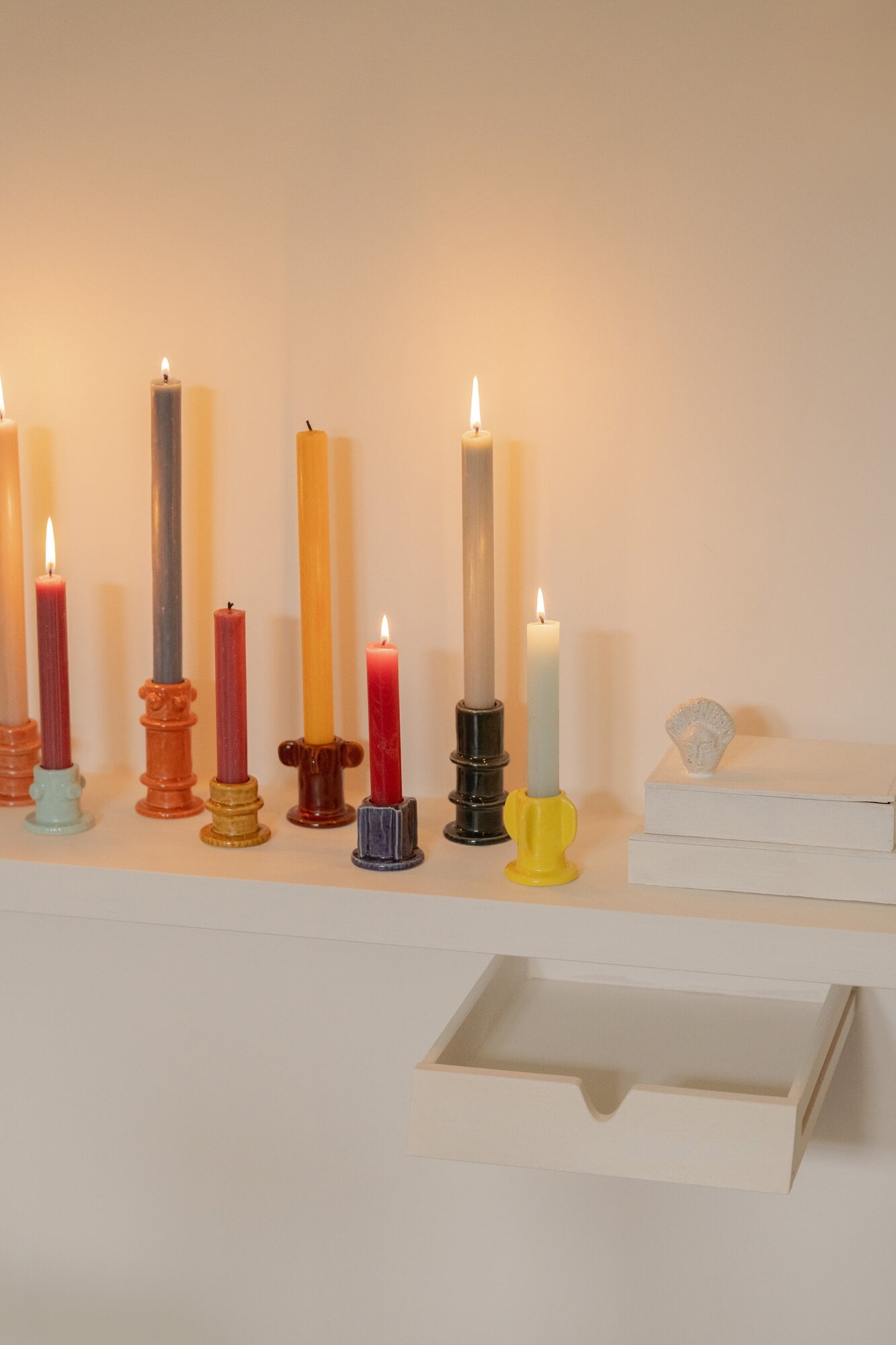 “02” Molly Stoneware Taper Candle Holders - Thumbnail 5