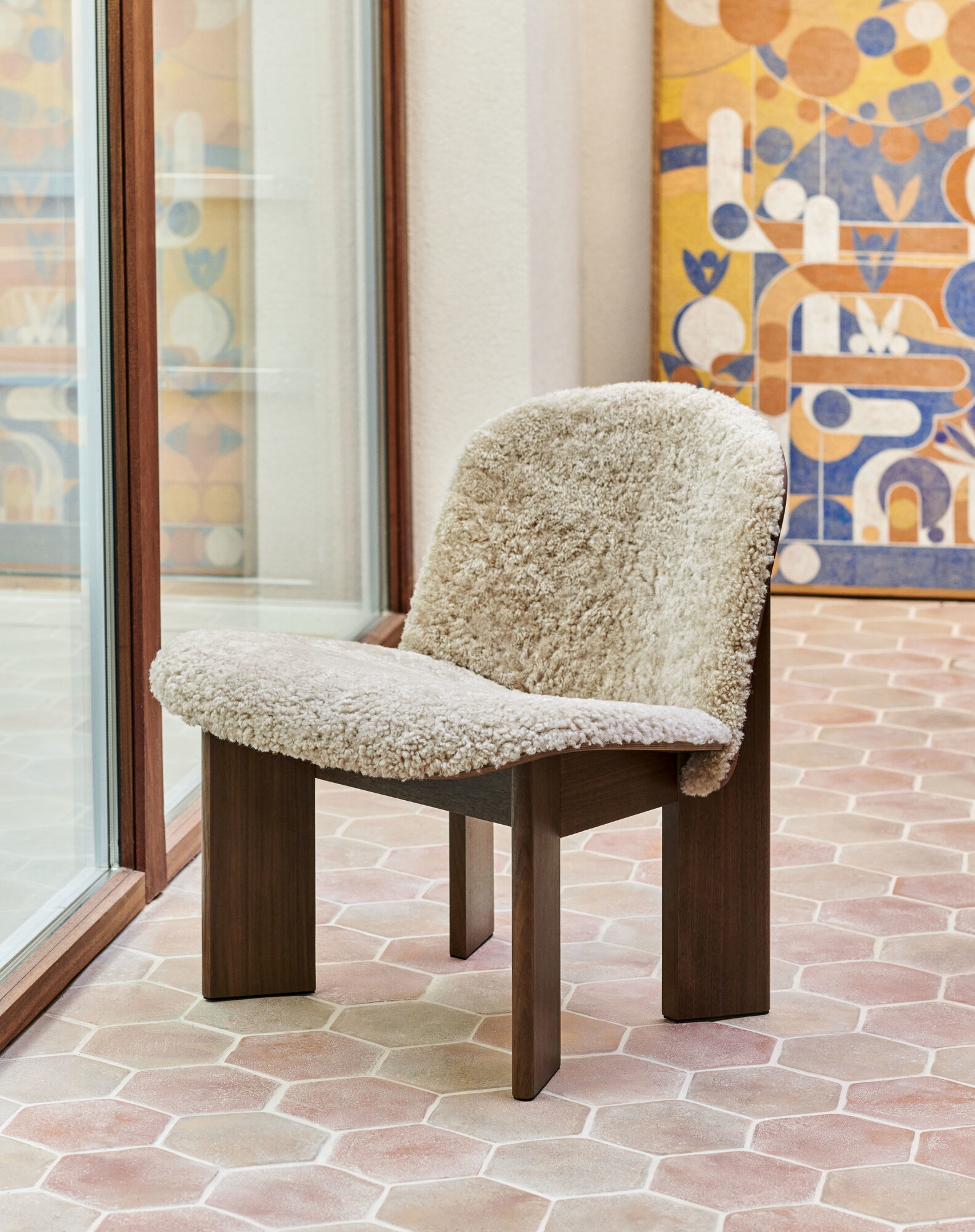 【notchさま専用】a.depeche latte easy chair HAY Chisel lounge chair, Mohawi 21 sheepskin - lacquered walnut